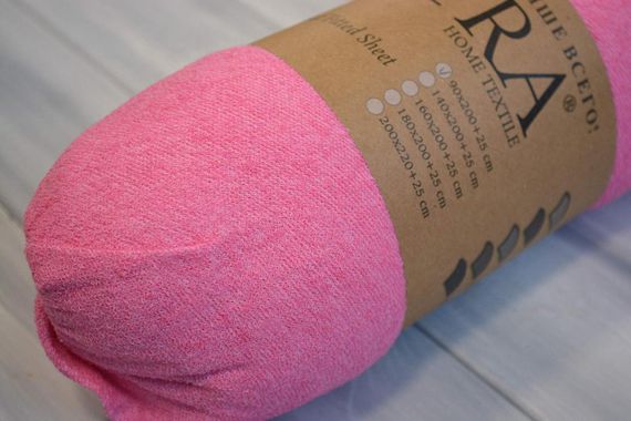 Простирадло 200х220+25 см махрове на резинці Малинове | Зображення 1