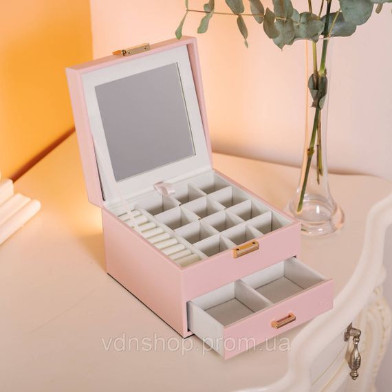 Шкатулка для украшений из эко кожи 2 яруса органайзер для ювелирных изделий HP-5-2P | Зображення 6