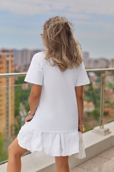 Женская классическая футболка Labubu прямая свободная цвет белый, размер 42/44, GF05259 | Зображення 4