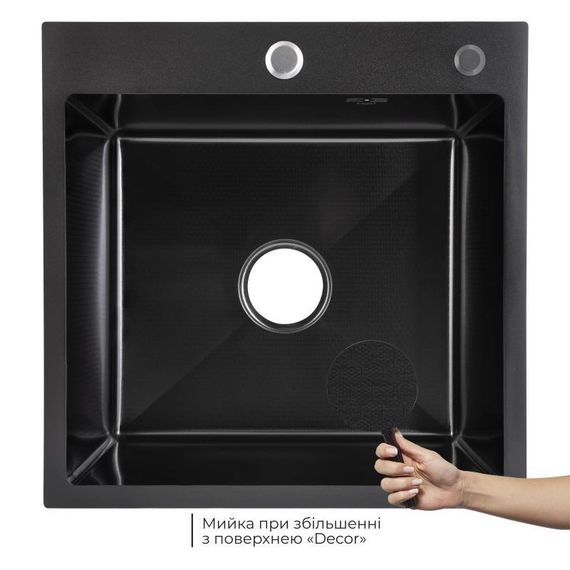 Lidz Handmade H5050HB Мойка для кухни интегрированная Decor Black PVD Honeycomb 2,5/0,5 мм LDH5050BDECPVD48369 | Зображення 2