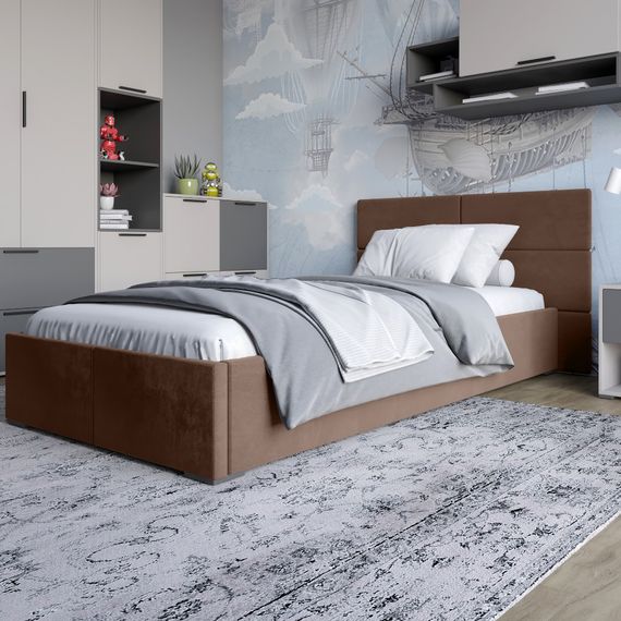 Полуторне ліжко LION Краш Лілі 12 велюр (Коричневий) 120х200 см (LION-044167)