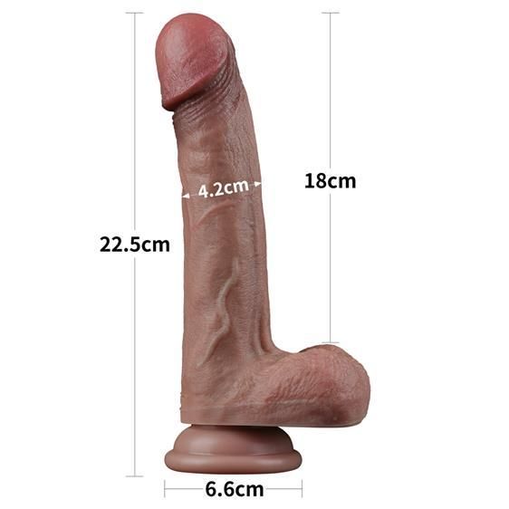 Фалоімітатор - Dual-Layered Silicone Cock 9" Brown #1 Sex Aura | Зображення 2