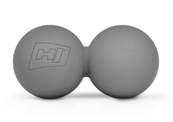 Силиконовый массажный двойной мяч 63 мм Hop-Sport HS-S063DMB серый