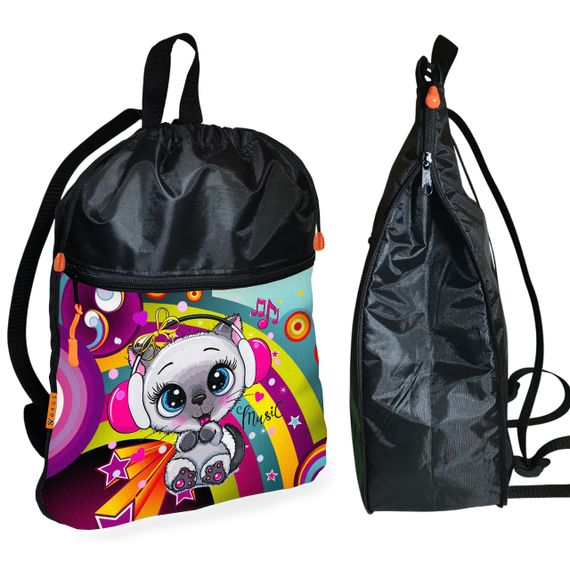Школьный рюкзак детский с котенком + Сумка для обуви спортивной формы рюкзак-мешок  для мальчика (01705) | Зображення 1