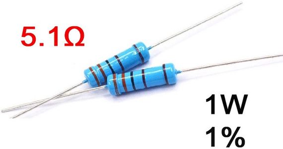 Резистор постійний 1W 5,1 Ом ( 5,1Ω ) 1% металооксидний | Зображення 3