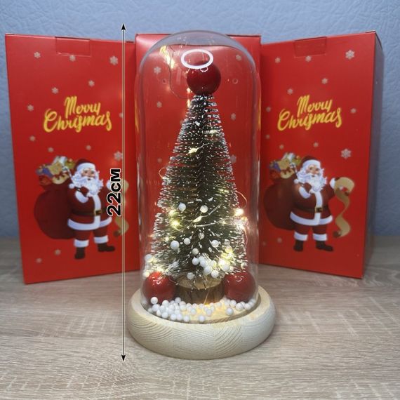 Новорічна ялинка в скляній колбі з підсвічуванням, Різдвяна ялинка в колбі зі світлодіодною гірляндою знижка | Зображення 6