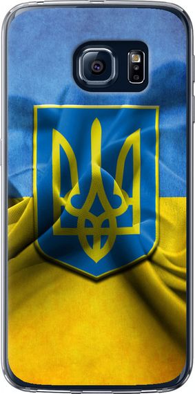 Чехол на Samsung Galaxy S6 G920 Флаг и герб Украины 1 "375u-80-17620"
