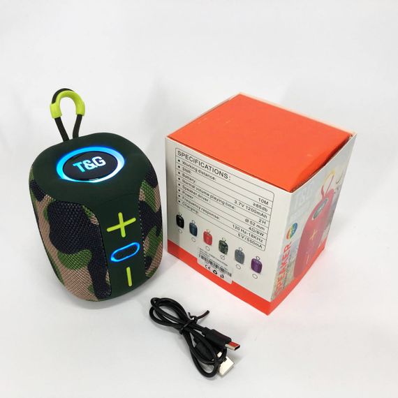 Портативна Bluetooth колонка TG658 8W з RGB підсвічуванням, Гучна блютуз колонка. Колір: камуфляж | Зображення 1