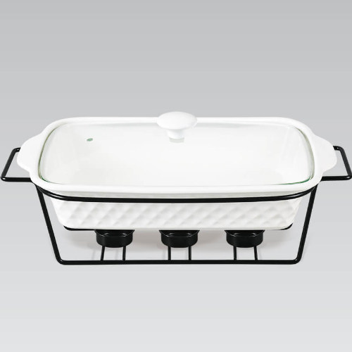 Марміт прямокутний 2,5л 40см кераміка скляна кришка + метал.підставка MR-11659-73 Maestro | Зображення 2