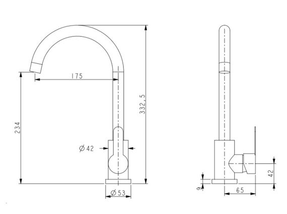 Змішувач для кухні Brinex Pure 015F U-образний Chrome BRIPUR015FCRM | Зображення 1