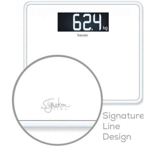 Ваги підлогові Beurer , 200кг, товщина 8мм, великий дисплей, 3хААА в комплекті, скло, білий (GS_410_SIGNATURE_LINE_WH) | Зображення 4