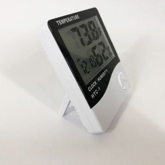 Термогігрометр Generic HTC-1 годинник будильник метеостанція, Термометр гігрометр в будь-якому місці | Зображення 5