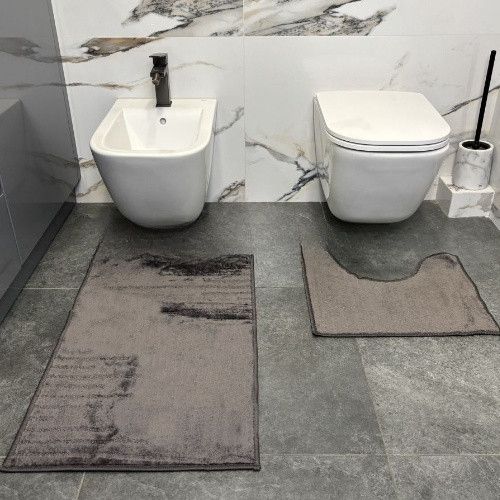 Набір килимків для ванної кімнати 2шт 50*80см+40*50см U-виріз Полоса Smile темно-сірий поліпропілен Дариана