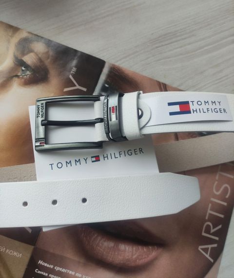 Кожаный ремень Tommy Hilfiger white | Зображення 1