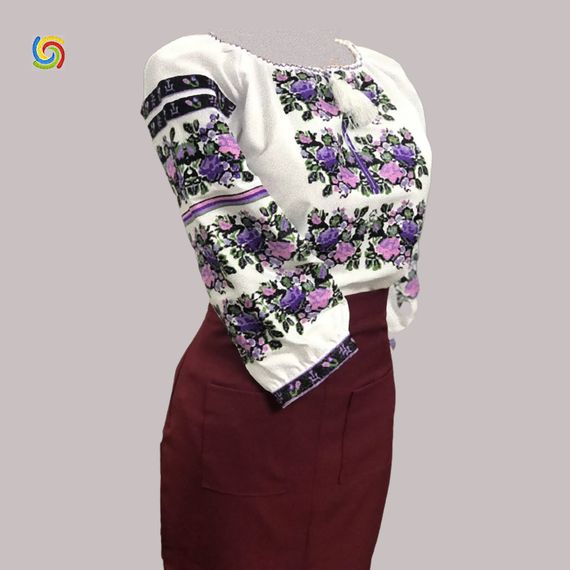 Рубашка Украинская вышиванка 22595 цвет белый размер M/L