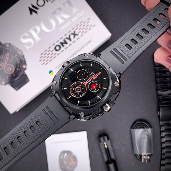 Розумний годинник Modfit Onyx Black Steel + ремінець в подарунок STOPPED | Зображення 4