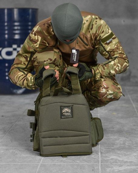 Тактическая плитоноска с четырьмя точками быстрого сброса  Asdag oliva  РН6329 | Зображення 4