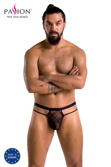 Мереживні чоловічі стрінги Passion 029 Collin Thong, Чорний, 2XL, 3XL, Великі розміри | Зображення 4
