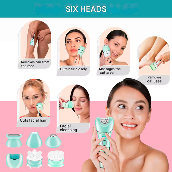 Епілятор VGR 7 в 1 V-756 Gold, 7 насадок, водонепроникний корпус класу IPX7 (46271-V-756 GOLD_733) | Зображення 4