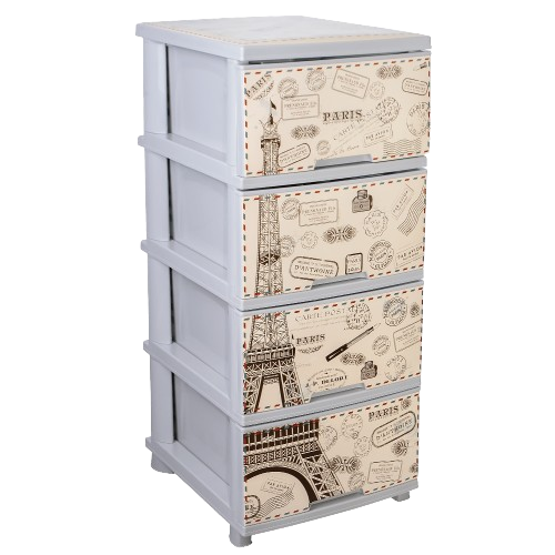 Комод на 4 шухляди 46*39*96см з малюнком Париж крем Алеана