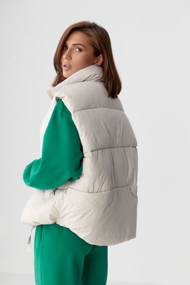 Жіноча тепла подовжена жилетка - бежевий цвет, XL (є розміри) | Зображення 1