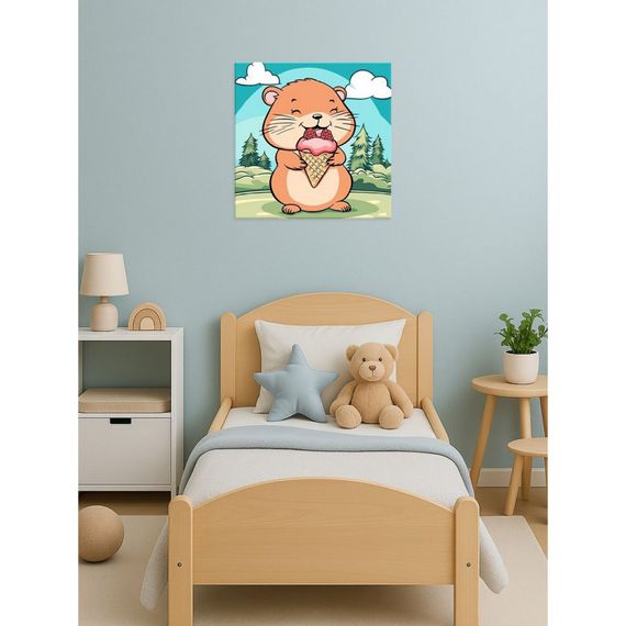 Картина за номерами "Літо. Хомячок з морозивом" ©art_selena_ua KHO1256, 25х25 см | Зображення 1