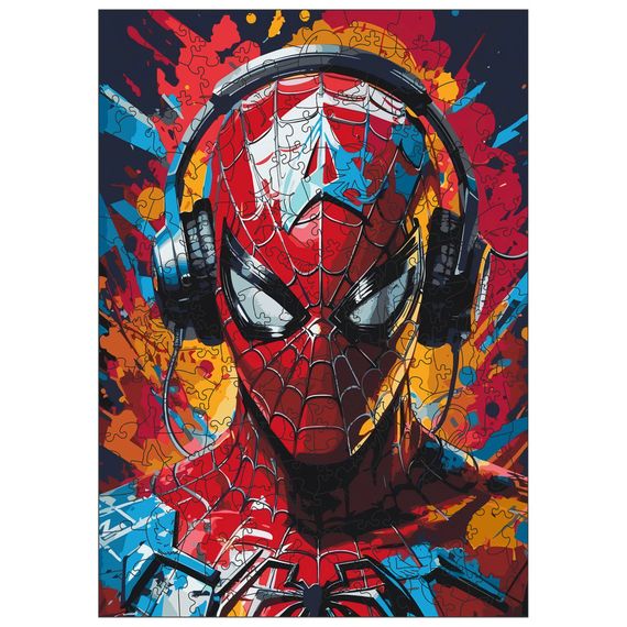 Фигурный пазл из дерева "Человек-паук" PZ013-A4C-AC размер А4, картонная коробка