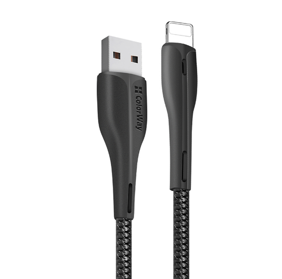 Кабель USB Lightning ColorWay CW-CBUL034-BK 2,4A 1м чорний | Зображення 1