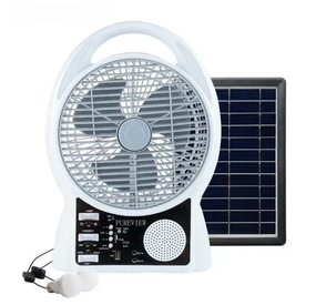 Портативный вентилятор 4в1 с солнечной панелью, Bluetooth, радио и LED-подсветкой N288 • 8″ настольный вентилятор с аккумулятором