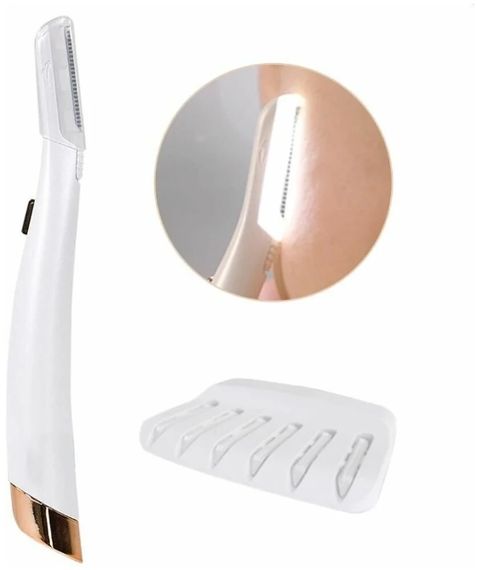 Портативный триммер-эпилятор для лица от батареек Flawless Dermaplane • Триммер для бровей с подсветкой | Зображення 4