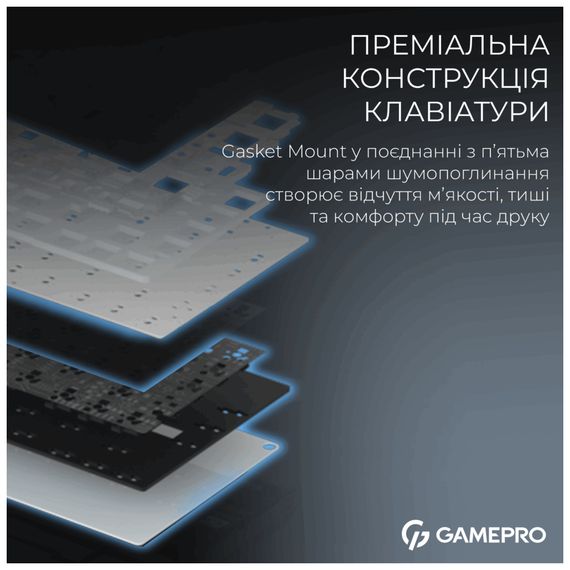 Клавіатура GamePro Asgard Valhalla Pro MK160B-D-Pro Rainy Switch Wireless/Bluetooth/USB UA Black (MK160B-D-Pro) | Зображення 4