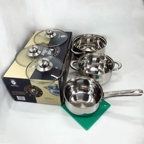 Набір каструль 7 предметів LB-1927B-7 із нержавіючої сталі зі GE-497 скляною кришкою