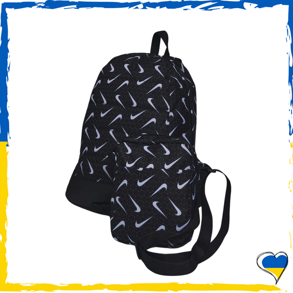 Комплект Nike Рюкзак Матрац + барсетка, чорний, білі лого | Зображення 1