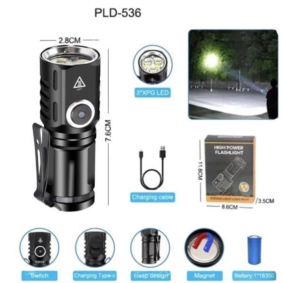 Алюминиевый фонарь 18650, Фонарик police оригинал, Фонарь для дома с зарядкой от розетки GW-35 | Зображення 6