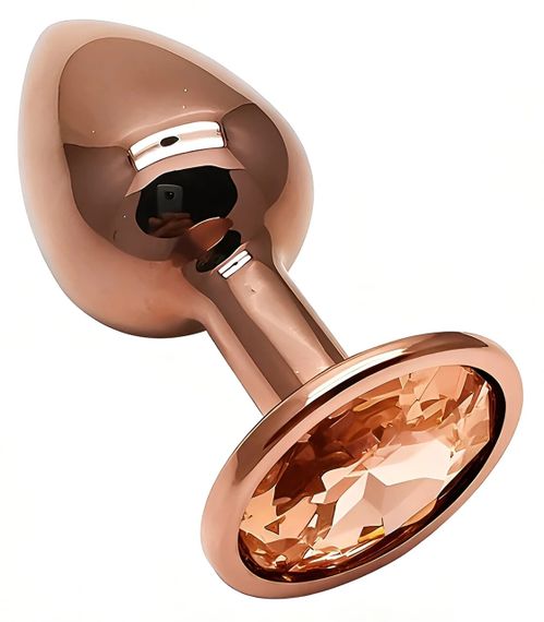 Анальная пробка EGZO Dark Gold с кристаллом, гладкая металлическая, размер S, 70×28 мм Sex Aura | Зображення 1