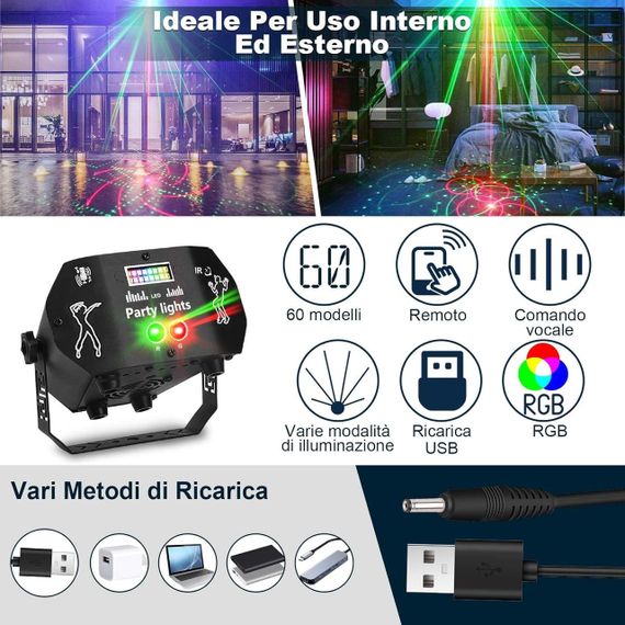 Світильник дископрожектор Nauotk з дистанційним керуванням, 60 режимів RGB, керування музикою і стробоскоп | Зображення 7