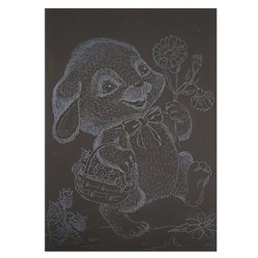 Гравюра А5 "Зайчик на прогулянці" ГрА5с-23 економ-варіант у пакеті 21 х 14,8 см