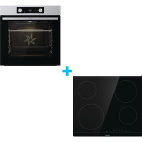 Комплект Gorenje (духовка + поверхность стеклокерамич. BO6737E02X - нерж. + ECT41SC - чорна) SET_BO6737E02X_ECT41SC