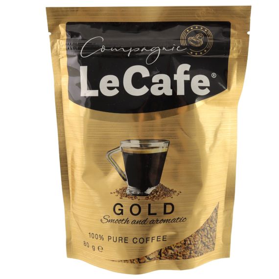 Кофе растворимый в пакете гранулированный LE Cafe GOLD, 80г, Польша, дой-пай сублимированный