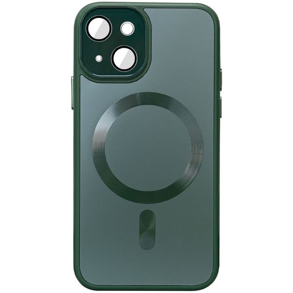Чохол TPU+Glass Sapphire Midnight with MagSafe для Apple iPhone 14 (6.1") Зелений / Forest green