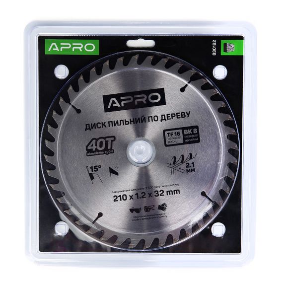 Диск пильний по дереву 210х32(30)х40Т APRO 8301921