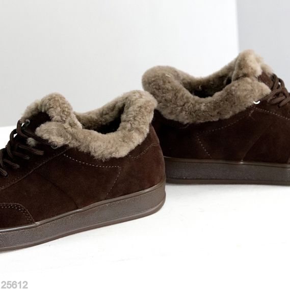 Шикарні зимові Шоколадні кросівки натуральна замша опушка цигейка | Зображення 2