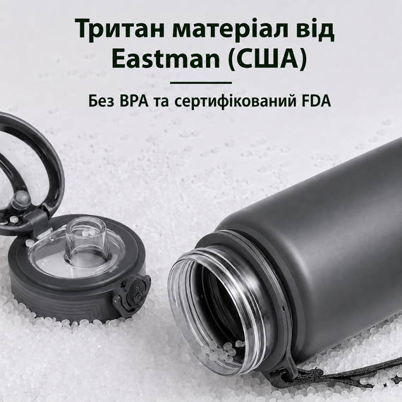 Бутылка KANGZYUAN 500 мл - Черная Tritan BPA-free, ударопрочная, спортивная с герметичной крышкой | Зображення 4