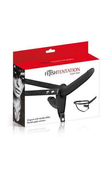 Подвійний страпон Fetish Tentation Strap-On with Double Dildo Black sexstyle | Зображення 3