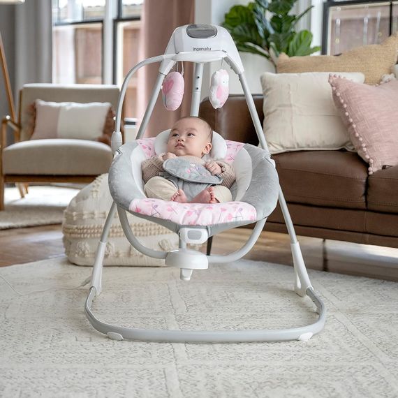 Электронные качели / Детские качели-шезлонг Ingenuity SimpleComfort 2в1 / Укачивающий центр для детей 6 скоростей | Зображення 1