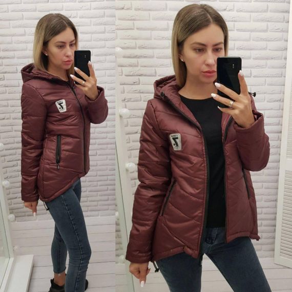 Жіноча демісезонна куртка з емблемою, арт.210/7, бордо | Зображення 6