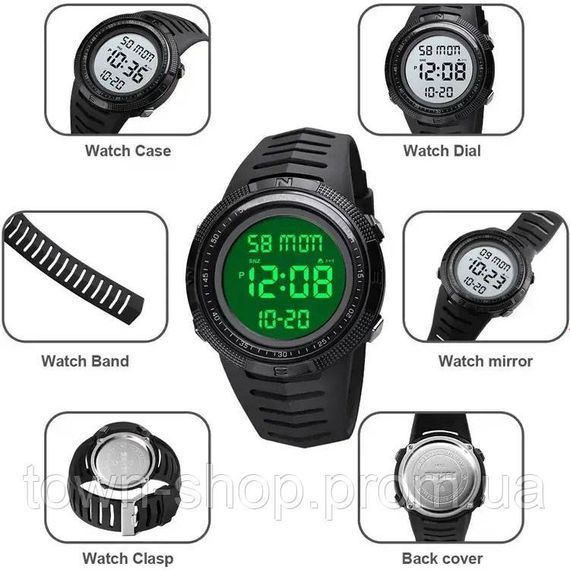 Часы наручные мужские SKMEI 1632BKWT BLACK-WHITE, часы для военнослужащих. Цвет: черный | Зображення 2