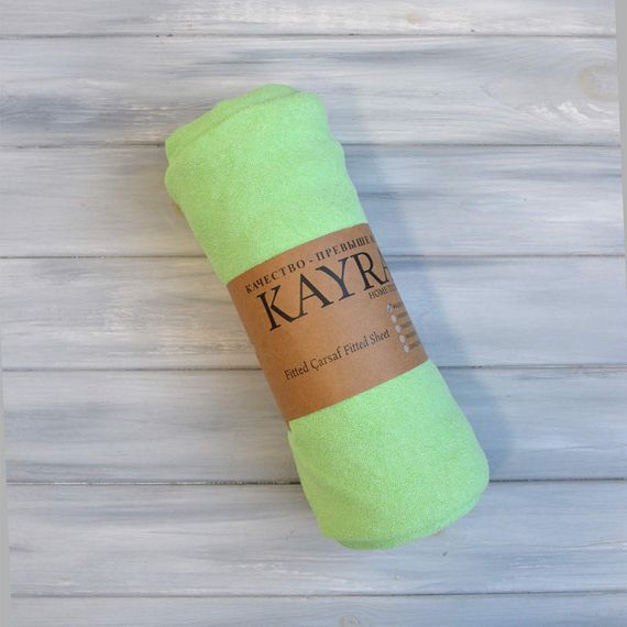 Простынь 160x200+25см махровая на резинке Салатовая