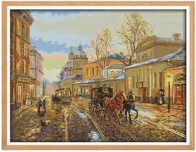 Набір для вишивання за нанесеною на канву схемою "Street Views 7". AIDA 14CT printed 60*47 см