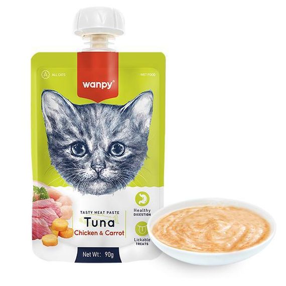 Wanpy Tuna Chicken & Carrot ванпи крем-суп тунец І курка з морквою рідкий корм для котів 90 г